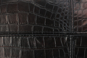 Artificial leather with crocodile embossing. Imitation crocodile skin. Mother-of-pearl reptile...