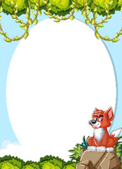 Vector illustration of a fox in a forest setting.