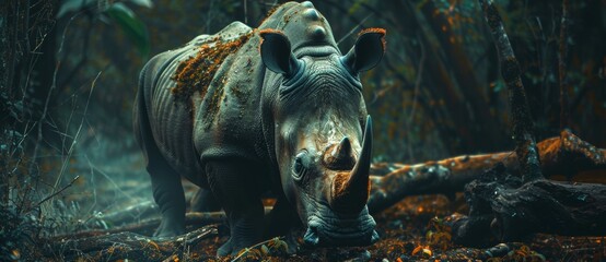 rhinoceros large animal natural habitat - obrazy, fototapety, plakaty