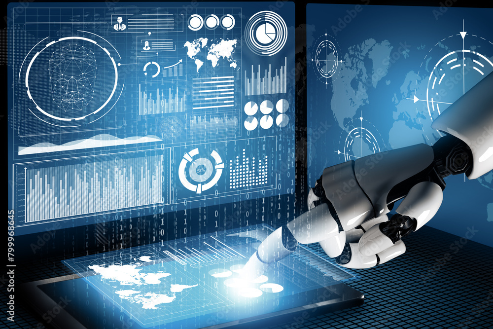 Poster mlp futuristic robot technology development, artificial intelligence ai, and machine learning concep