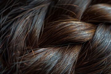 Extreme close-up of a human hair, high-magnification with intricate structures