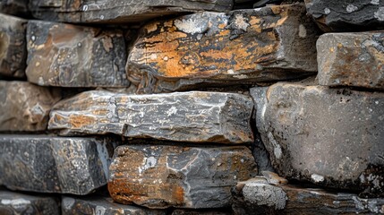Rich textures of natural stone and wood, close-up for a detailed and immersive background