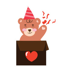 cute bear with pink heart for valentine day. heart ballon red color . valentine celebration.  character design collection baby bear valentines day Love 