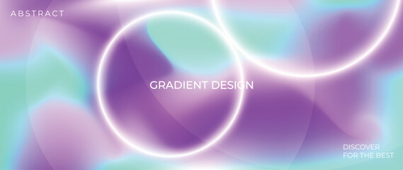 Abstract gradient background vector. Modern digital wallpaper with vibrant color, 3d geometric shapes, circle, rayers. Futuristic landing page illustration for branding, commercial, advertising, web.