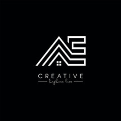 Creative Unique Letter E Real Estate Line Logo Vector.