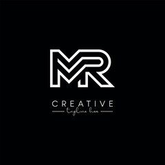 Creative Unique Letter MR RM Initial Based Stylish Line Logo Design Vector.