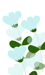 Spring greetings card with bouquet blue flowers and green leaves on a white background, nice holiday card, colored design floral pattern, frame, postcard for invitations, for birthday, congratulation