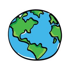 Hand drawn earth on white background