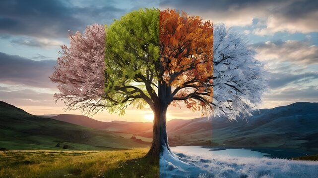 A picture of a tree with the same color as the leaves.