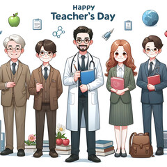 Teacher with students concept illustration
