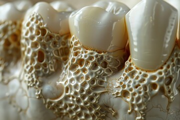 Extreme close-up of a human tooth, high-magnification with intricate textures