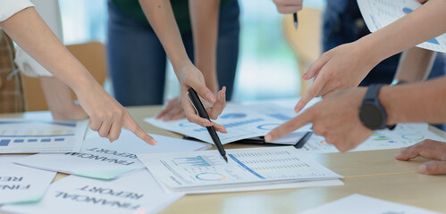 group of people working together, Business teamwork and working with advisor showing plan of...