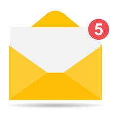 Email business icon shadow, flat web client message sign, mail app vector illustration