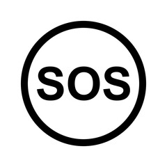 SOS help icon, safety support alert flat design, save vector illustration