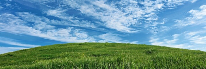 A grassy hillside under the blue sky