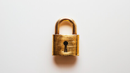 Naklejka premium golden locker on white background.