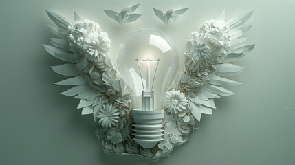 The light bulb is elegantly decorated in white, great idea concept