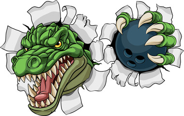 Crocodile Dinosaur Alligator Bowling Sports Mascot © Christos Georghiou