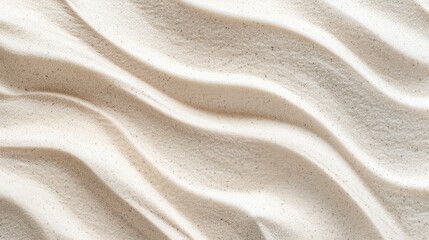 White sand texture with wave pattern, top view