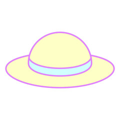 水色リボンの麦わら帽子イラスト⭐︎PNG