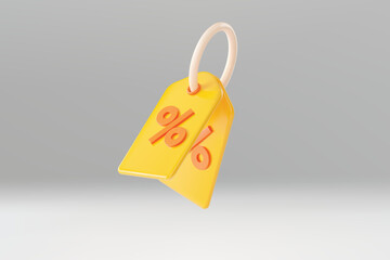 3D Vector Online shopping yellow tag price or Vector coupon tag for online shopping and marketing.