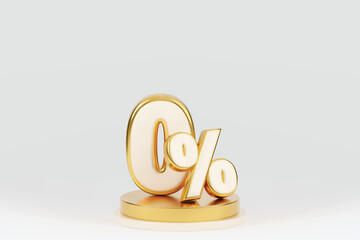 0% Shopping sale banner 3d style podium gold luxury background, vector illustration  are available for use on online shopping.