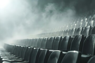 Symbolic Image of a Stadium Aftermath with Smoke in the Stands. Concept Stadium, Aftermath, Smoke, Symbolic Image