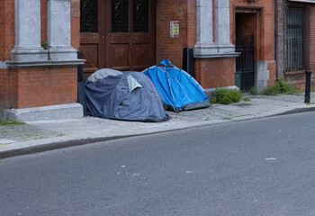 tents in city centre housing homeless people