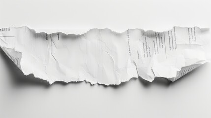 A high-resolution image featuring a torn sheet of paper with text on a white background.