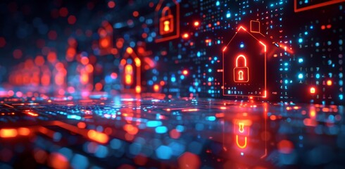 Secure and Modern Smart Home Icons with Enhanced Data Protection and Firewall Technology Cyber ​​security and protection of private information and data concept Firewall from hacker attack created by 