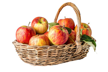 Apples Basket On Transparent Background.