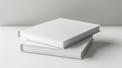 A side view of two white books with blank pages