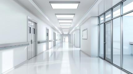 Fototapeta premium A white modern hospital corridor