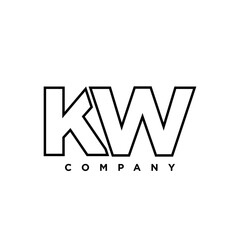 Letter K and W, KW logo design template. Minimal monogram initial based logotype.