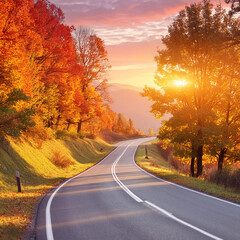 autumn landscape with road