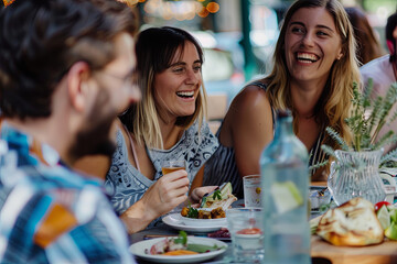 Friends having fun enjoying a cultivated meat barbecue: conviviality and sustainability