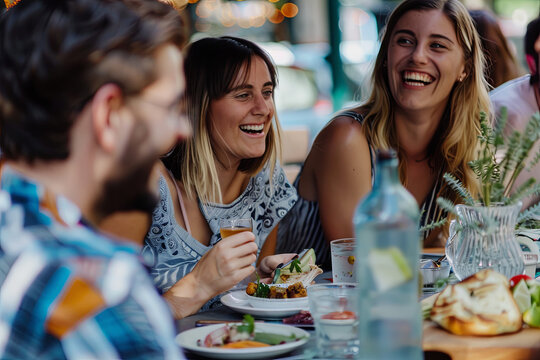 Friends having fun enjoying a cultivated meat barbecue: conviviality and sustainability
