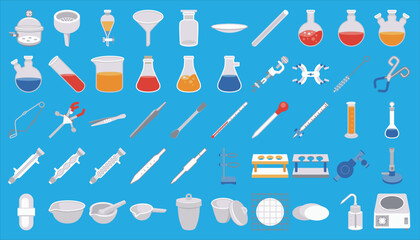Set of chemistry lab icon. 