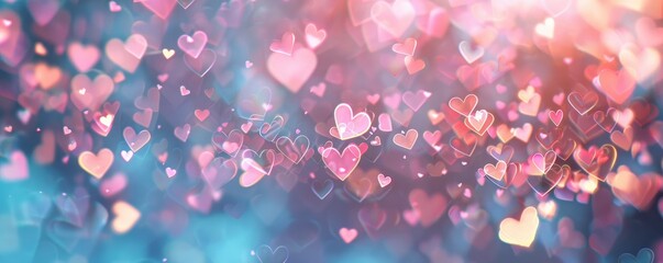 A lovely and entrancing backdrop for Valentine's Day with pastel bokeh hearts, perfect for love-themed creations