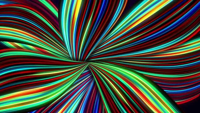 Abstract colorful lines background, speed of light effect, digital art style, dark blue and green tones, complex colors, psychedelic art, red rays. 3d render
