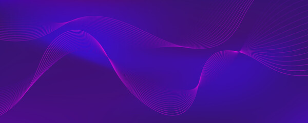 Abstract purple blue futuristic background. Gradient wave banner.