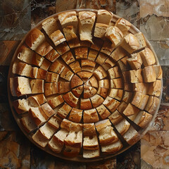 Bread slices spiraled like natural wood trunk pattern