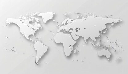 World map with borders of all countries on a white background, in a gray color