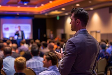 Fototapeta premium Business man giving a presentation