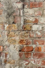 Aged brick texture, chipped edges, variations in red and brown tones