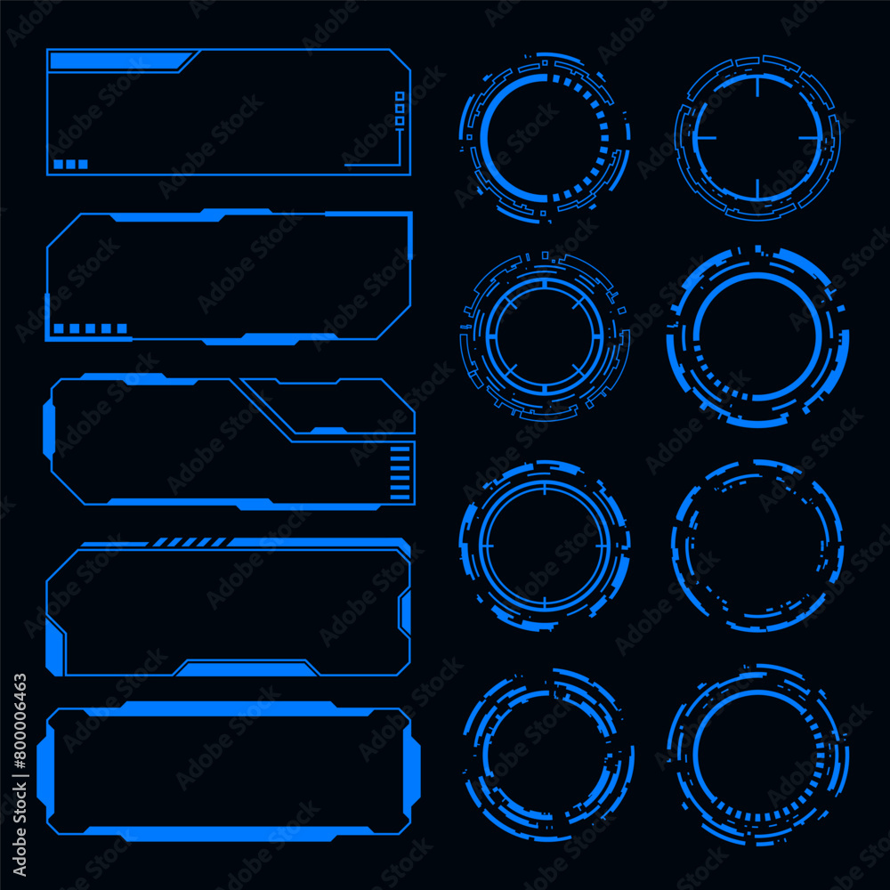 Poster vector set technology futuristic frame hud technology design element.