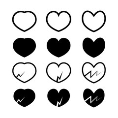 set of hearts icon vector