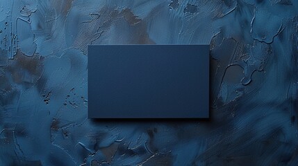 A blank mock up navy blue card top view dimension on background