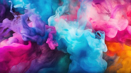Abstract acrylic drop in water, Multicolored bright smoke abstract background