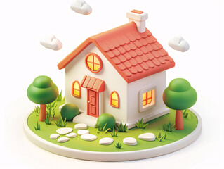 3D cartoon cute clay house
